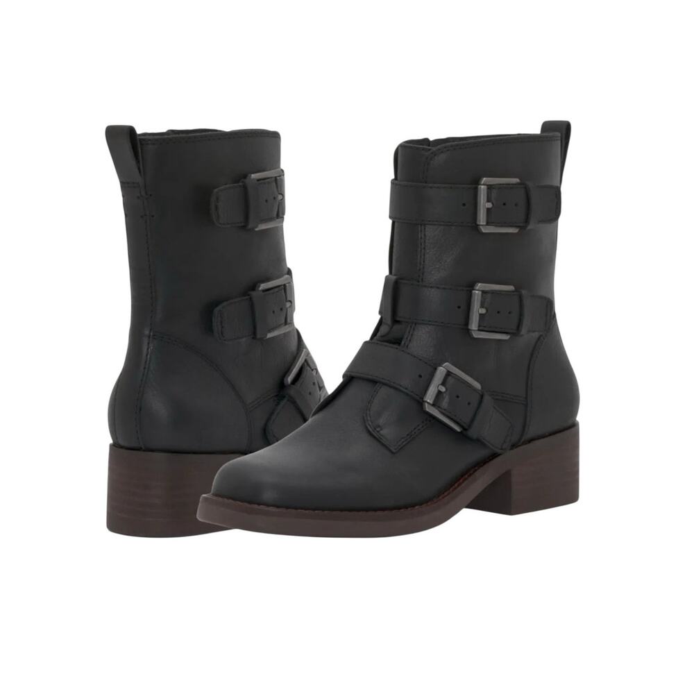 New! Lucky Brand Leather Katriny Steampunk Buckled Moto Boot - Size 7